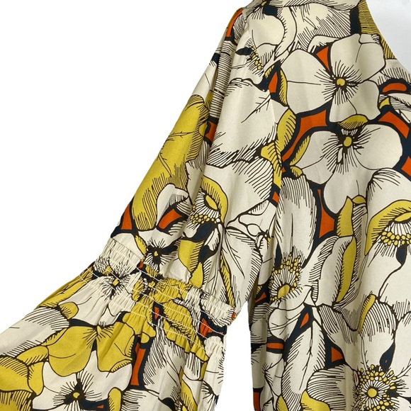 CABI 3954 Sequel Retro Floral Long Sleeve V Neck Blouse Yellow Size XL - Picture 6 of 14